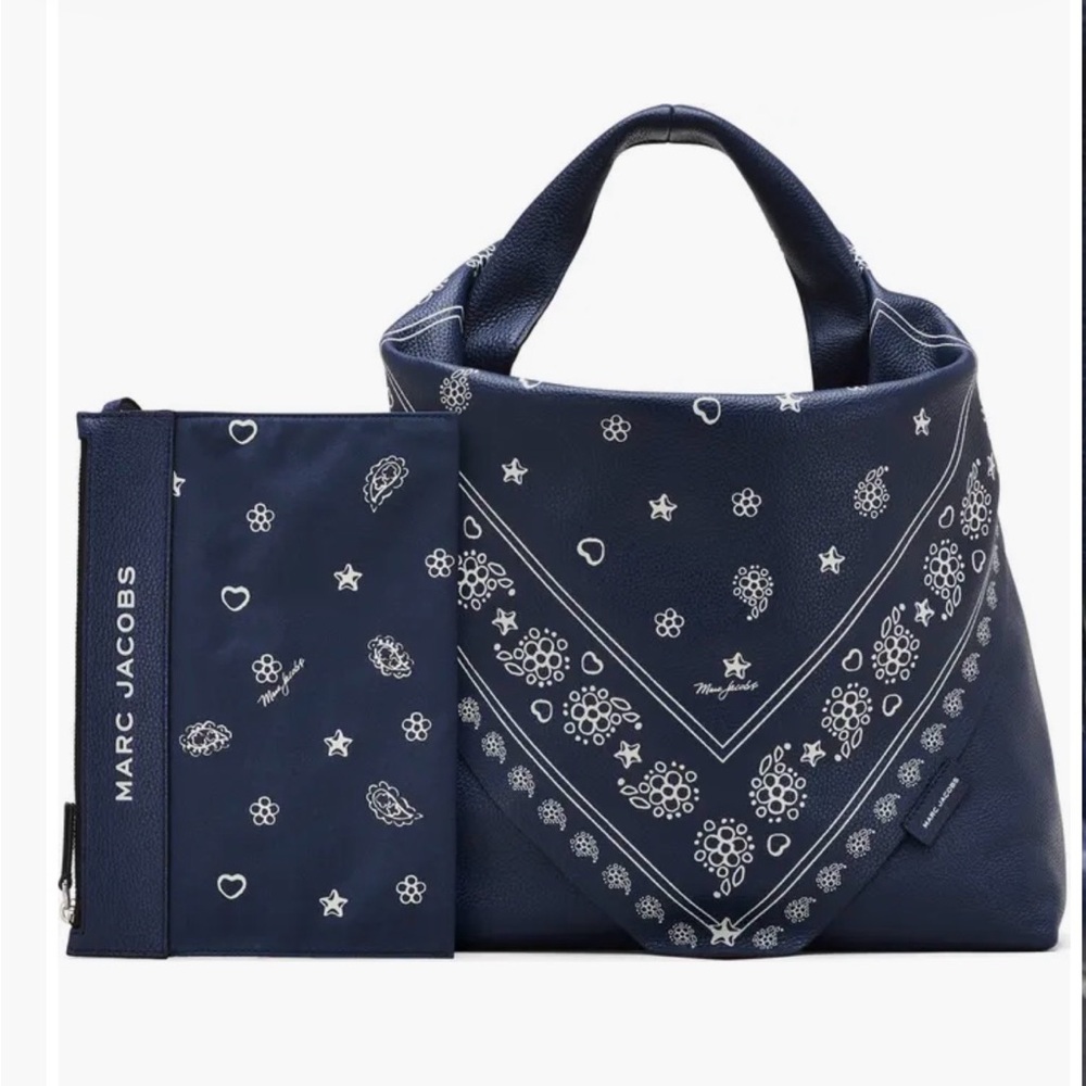 Marc Jacobs Navy Bandana-Print Tote with Matching Pouch